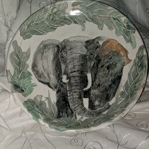 Hand Crafted Elephant Ceramic Decorative Plate